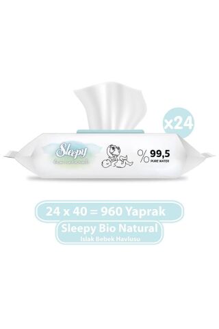 Sleepy Islak Mendil Bio Natural 24x40 (960 yaprak)