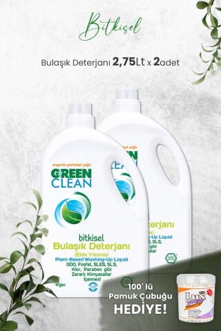 U Green Clean Bitkisel Bulaşık Deterjanı 2,75 LT x 2 Adet ve Hediyeli