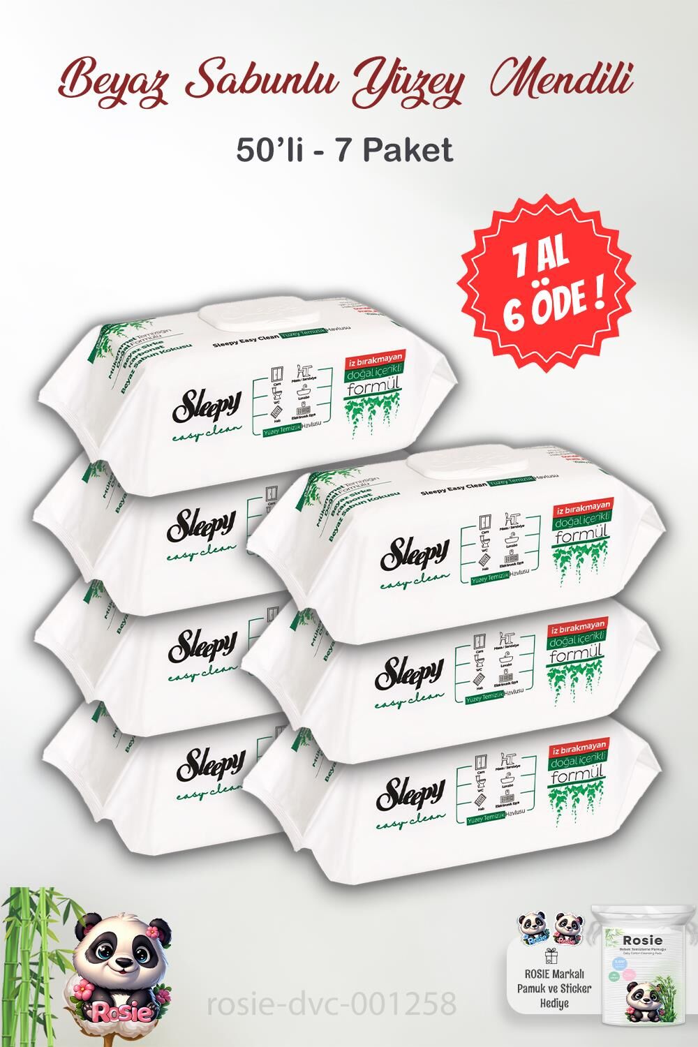 Sleepy 50' li 7 AL 6 ÖDE Easy Clean Yüzey Temizlik Havlusu ve ROSIE