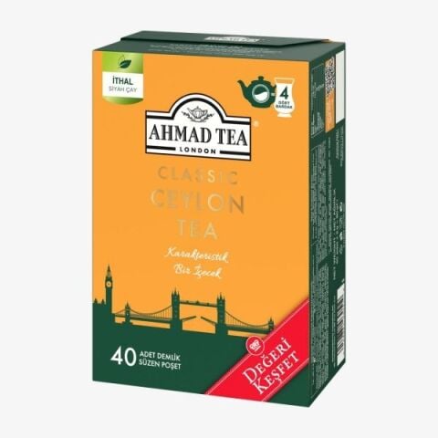 AHMAD TEA 40'lı Klasik Ceylon Tea Demlik Poşet Çay 80 g