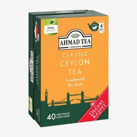AHMAD TEA 40'lı Klasik Ceylon Tea Demlik Poşet Çay 80 g