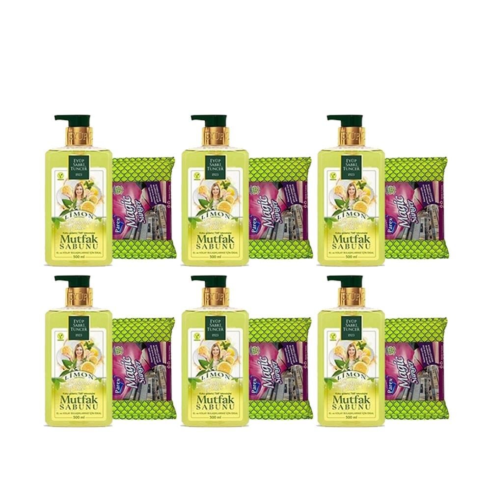Eyüp Sabri Tuncer Limon Aromalı Mutfak Sabunu 500 ml + Magic Sünger x 6 Adet