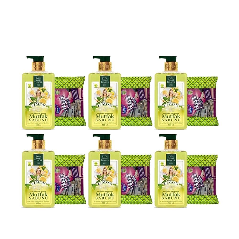 Eyüp Sabri Tuncer Limon Aromalı Mutfak Sabunu 500 ml + Magic Sünger x 6 Adet