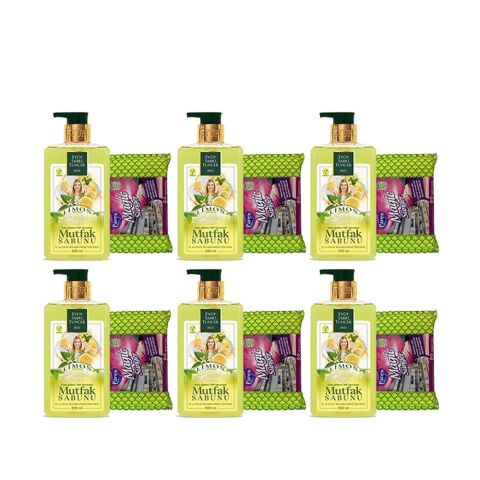 Eyüp Sabri Tuncer Limon Aromalı Mutfak Sabunu 500 ml + Magic Sünger x 6 Adet