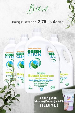 U Green Clean Bitkisel Bulaşık Deterjanı 2,75 LT x 4 Adet ve Hediyeli