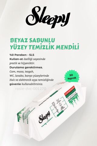 Sleepy Easy Clean 12 AL 11 ÖDE Yüzey Temizlik Havlusu 50' li ve ROSIE