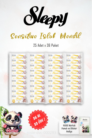 36 AL 33 ÖDE Sleepy Sensitive Islak Mendil 25'li ve 60'lı ROSIE