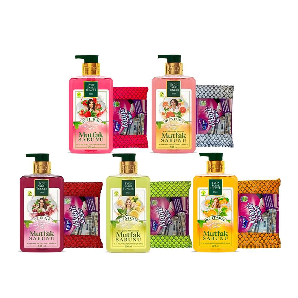 Eyüp Sabri Tuncer Mutfak Sabunu Çilek, Greyfurt, Kiraz, Limon, Portakal 500 ml (5 Adet)
