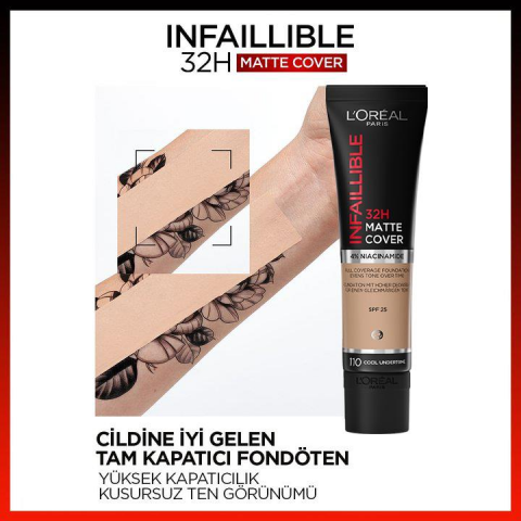 Loreal Paris 3 Adet Infaillible 24H Matte Cover Fondöten Soğuk Alt Ton 110 ve ROSIE