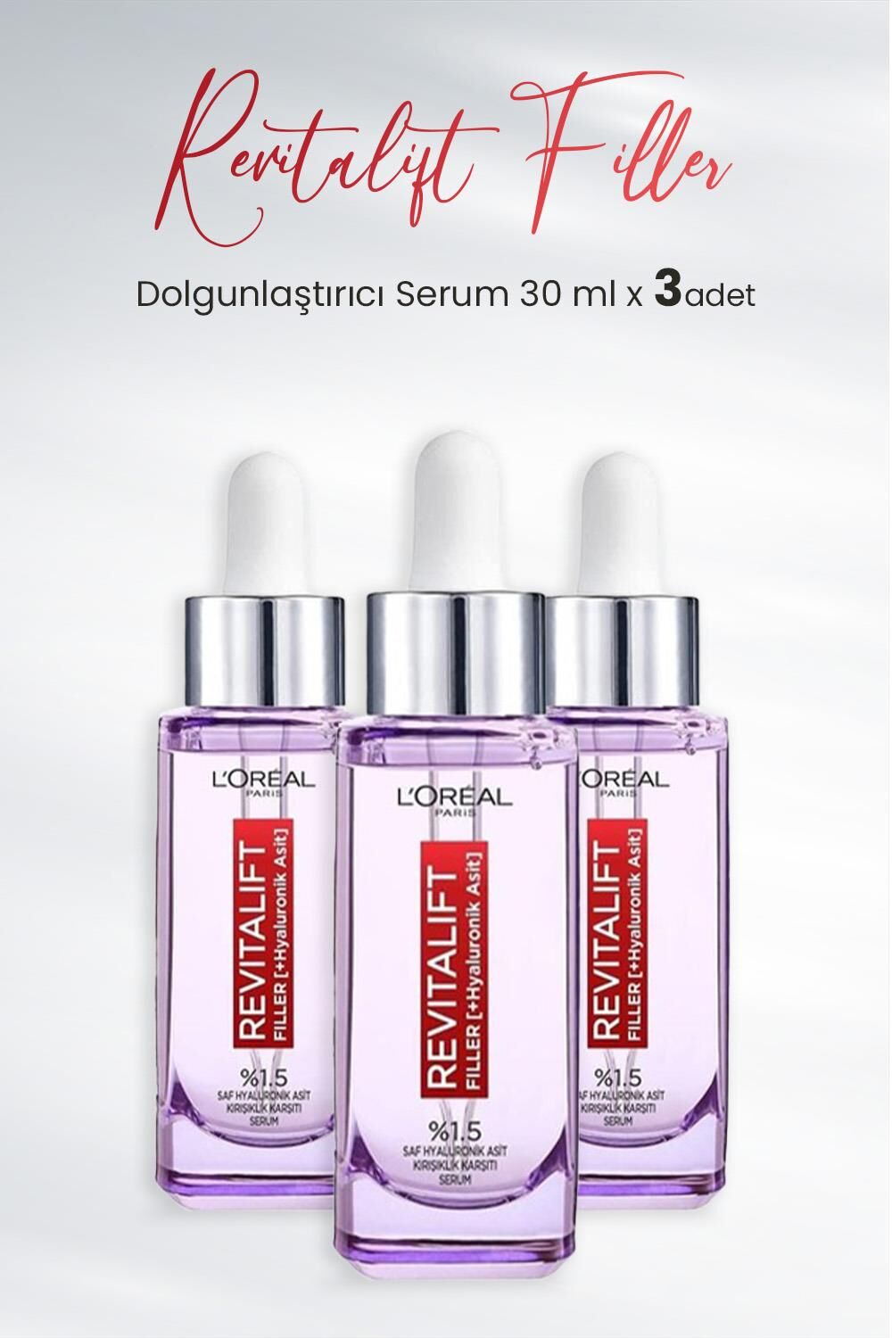 Loreal Paris Revitalift Filler Dolgunlaştırıcı Serum 30 ml x 3 Adet