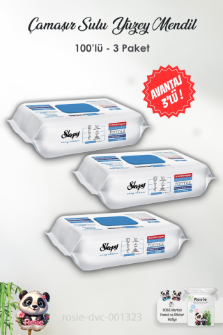 Sleepy 3'lü  Çamaşır Suyu Katkılı Yüzey Temizlik Havlusu 100' lü ve ROSIE