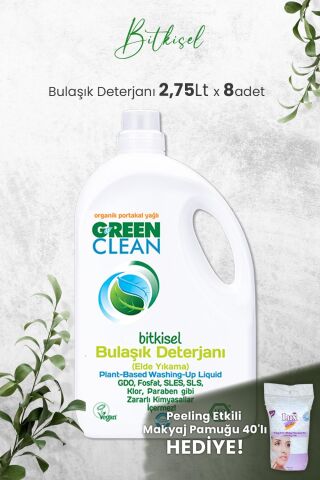 U Green Clean Bitkisel Bulaşık Deterjanı 2,75 LT x 8 Adet ve Hediyeli