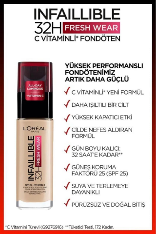 Loreal Paris 3 Adet Infaillible Fresh Wear 32H Fondöten SPF25 Golden Vanilla 120 ve ROSIE