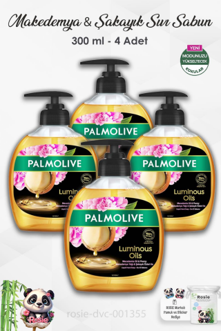 4'lü Set Palmolive Luminous Oils Makedemya & Şakayık Sıvı Sabun 300 ml ve ROSIE