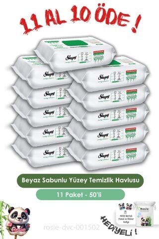 11 AL 10 ÖDE Sleepy 50'li Easy Clean Yüzey Temizlik Havlusu ve ROSIE