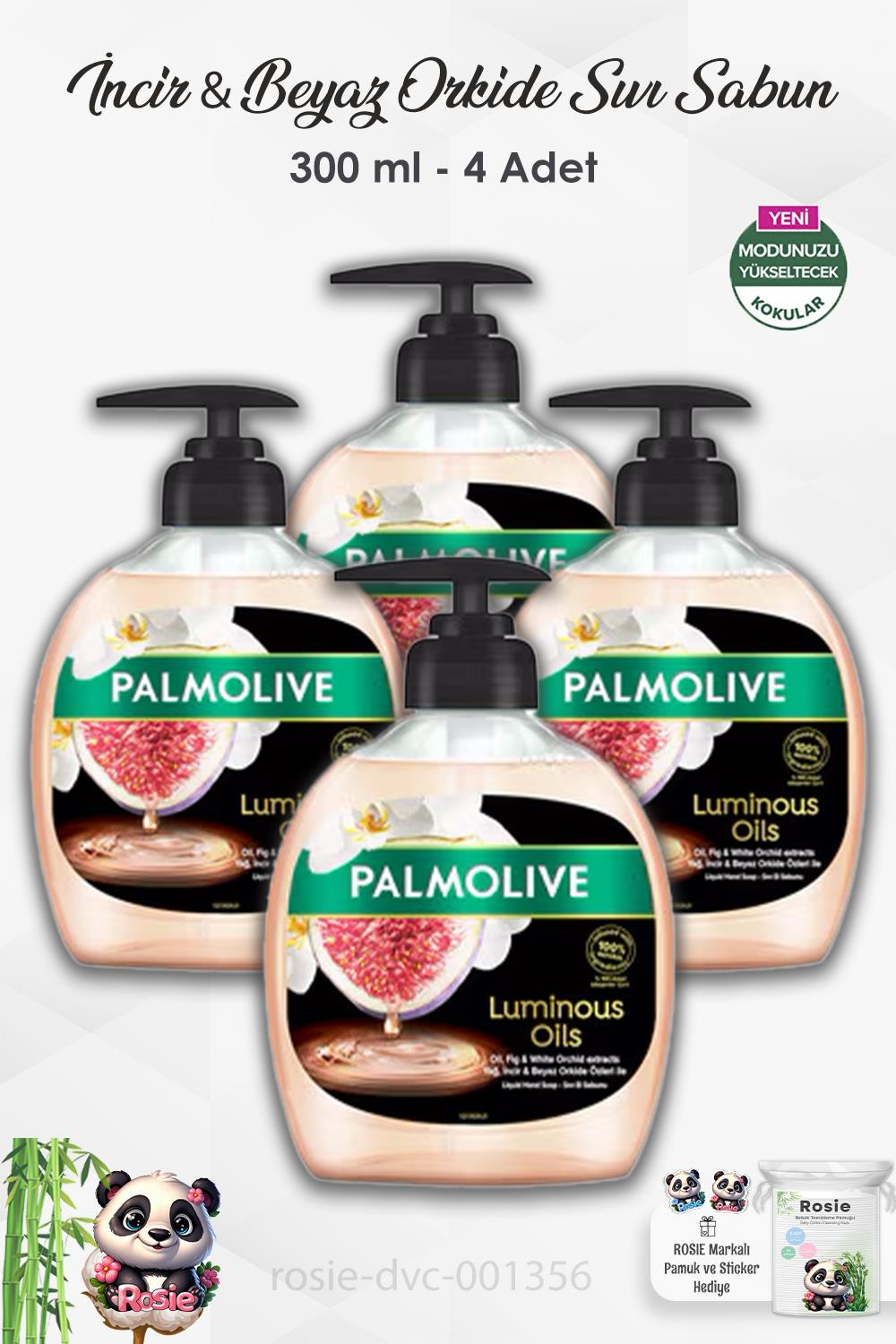 4'lü Set Palmolive Luminous Oils İncir & Beyaz Orkide Özlü Sıvı Sabun 300 ml ve ROSIE