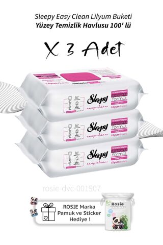 Sleepy Easy Clean Lilyum Buketi Yüzey Temizlik Havlusu 100' lü X3