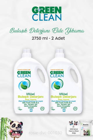2 Adet Green Clean Bitkisel Bulaşık Deterjanı Portakal Yağlı 2750 ml ve ROSIE