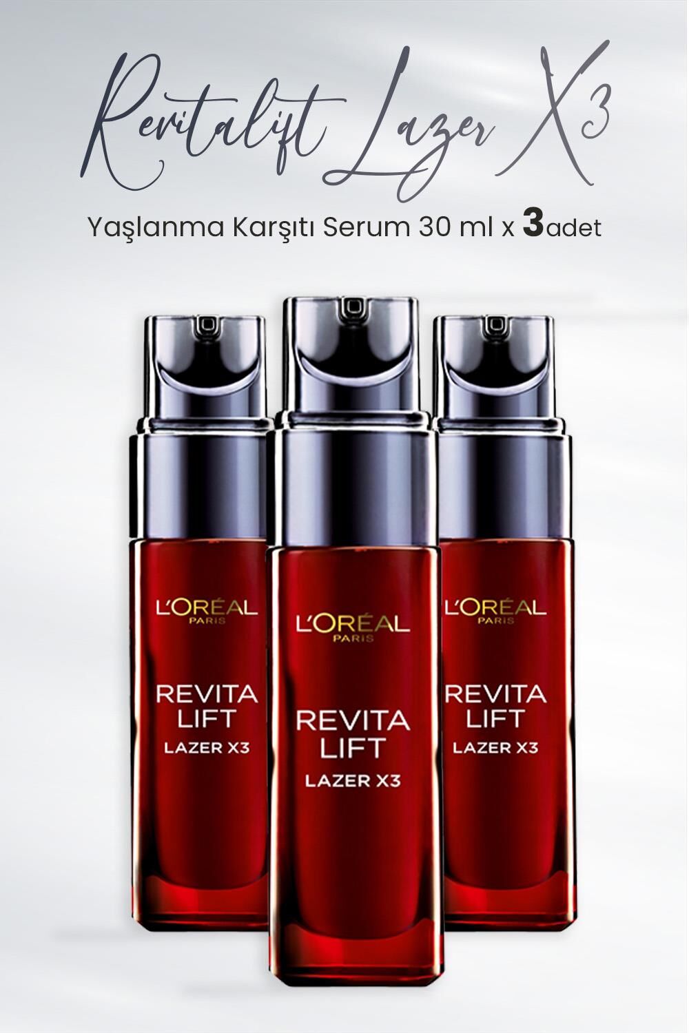 Loreal Paris Revitalift Lazer X3 Yaşlanma Karşıtı Serum 30 ml x 3 Adet