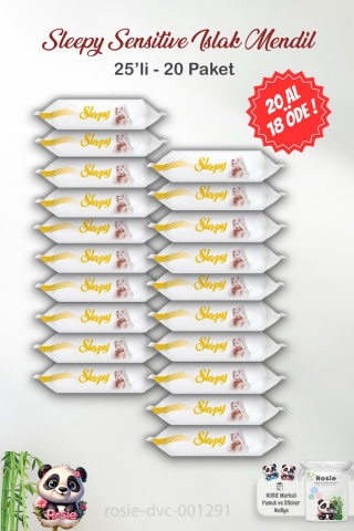 20 AL 18 ÖDE Sleepy Sensitive Islak Mendil 25'li ve ROSIE