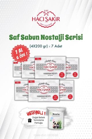 7 AL 6 ÖDE Nostalji Serisi Hamam Keyfi Saf Sabun (4X200) gr ve ROSIE