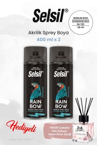 Selsil Buzdolabı Beyazı (400 ml x 2 adet) Akrilik Sprey Boya, ROSIE oda kokusu