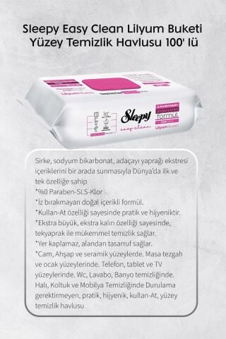 Sleepy  Arap Sabun, Lilyum, Beyaz Sabun ve 4 XL 50'li Arap Sabun Mop Yüzey Temizlik Havlusu Hediye Rosie