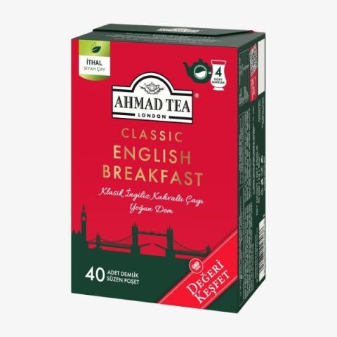 AHMAD TEA 40'lı Klasik English Breakfast Demlik Poşet Çay 80 g