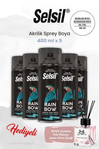 Selsil (400 ml x 5 adet) Buzdolabı Beyazı Akrilik Sprey Boya, ROSIE oda kokusu