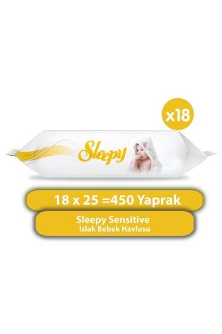 Sensitive Islak Bebek Havlusu 18X25 (450 Yaprak)