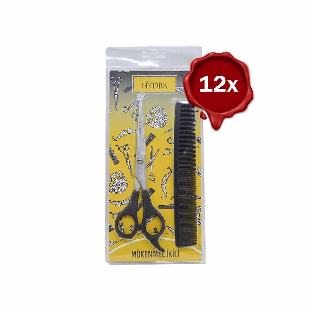Tarko Hydra Mükemmel Ikili Profesyonel Berber Makası+Tarak Set x 12