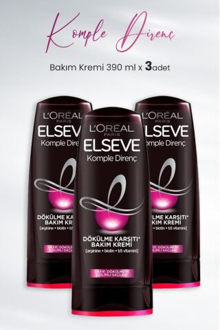 Elseve Komple Direnç Dökülme Karşıtı Bakım Kremi 390 ml x 3 Adet