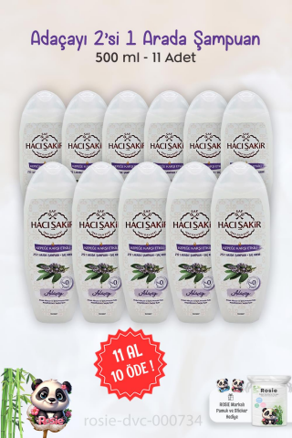 11 AL 10 ÖDE Hacı Şakir Adaçayı 2si 1 Arada Şampuan Kepeğe Karşı 500 ml ve ROSIE