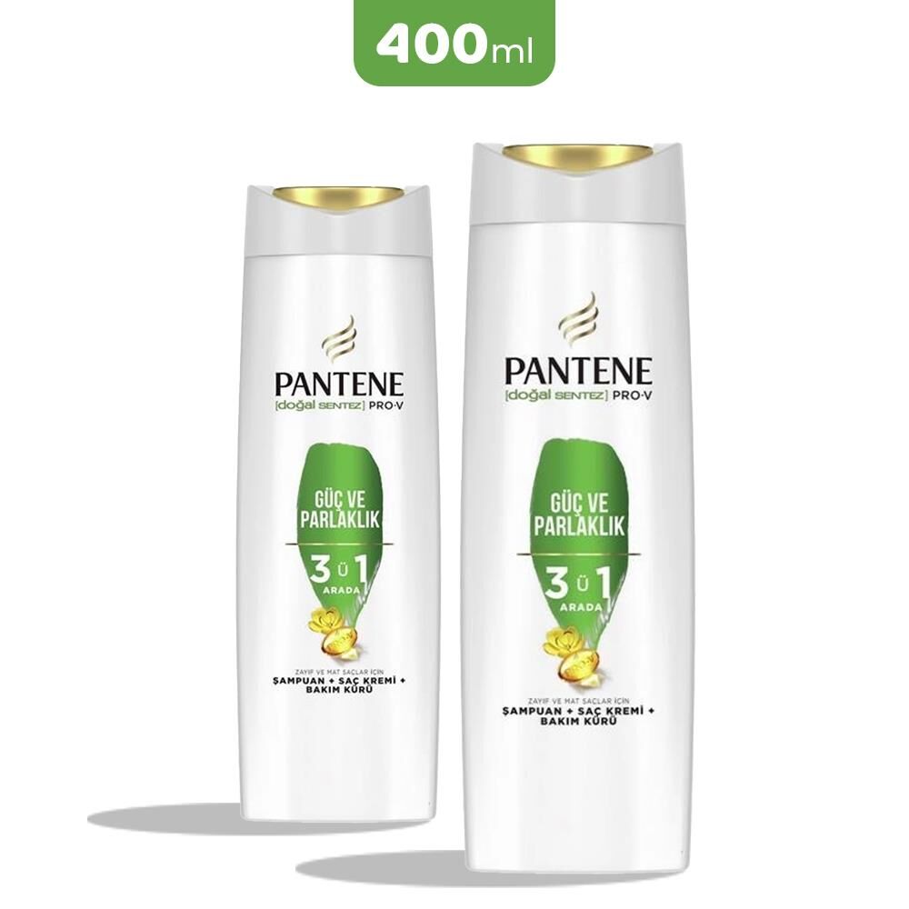 Pantene Pro-V Güç Ve Parlaklık 3'Ü 1 Arada Şampuan 400 ml x 2