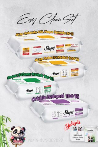 Sleepy  Arap Sabun, Orkide, Beyaz Sabun ve 4 XL 50'li Arap Sabun Mop Yüzey Temizlik Havlusu Hediye Rosie