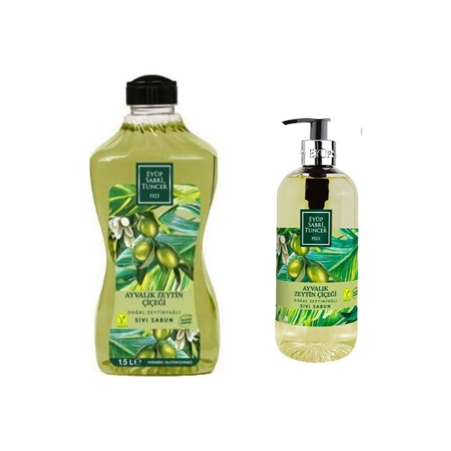 Eyüp Sabri Tuncer Doğal Zeytinyağlı Sıvı Sabun Ayvalık Zeytin Çiçeği 1500 ML ve 500 ml