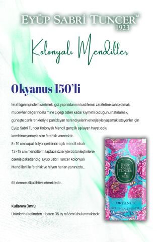 Kolonyalı Mendil 150'li Okyanus ve Mandalina, 50'li Verbena Limon ve ROSIE