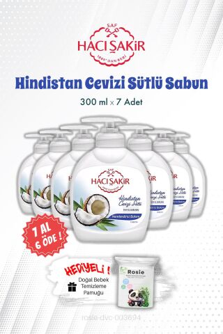 Hacı Şakir 7 AL 6 ÖDE Hindistan Cevizi Sütlü Sıvı El Sabunu 300 ML ve ROSIE