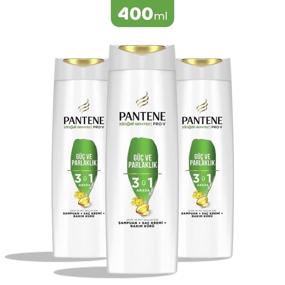 Pantene Pro-V Güç Ve Parlaklık 3'Ü 1 Arada Şampuan 400 ml x 3