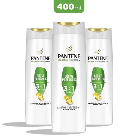Pantene Pro-V Güç Ve Parlaklık 3'Ü 1 Arada Şampuan 400 ml x 3