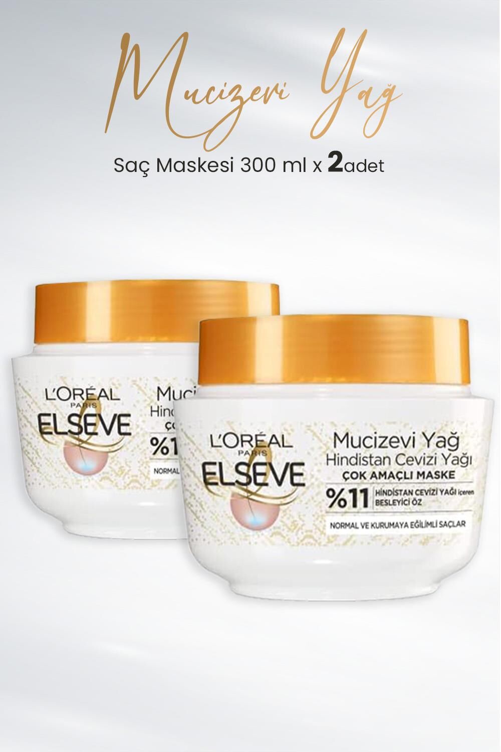 Elseve Mucizevi Yağ Besleyici Banyo Öncesi Maske Hindistan Cevizi 300 ml x 2 Adet