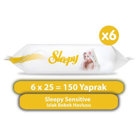 Sleepy Sensitive Islak Bebek Havlusu 6 x 25 150 Yaprak
