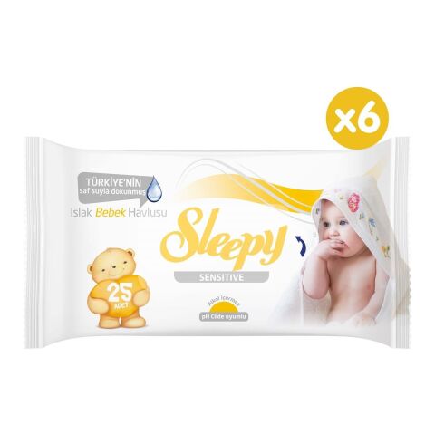 Sleepy Sensitive Islak Bebek Havlusu 6 x 25 150 Yaprak