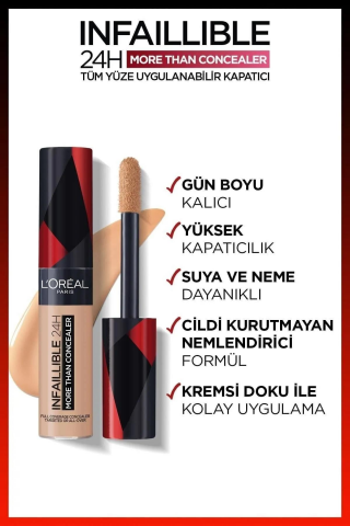 3 Adet Loreal Paris Infaillible 24H More Than Concealer 322 Ivory ve ROSIE Pamuk