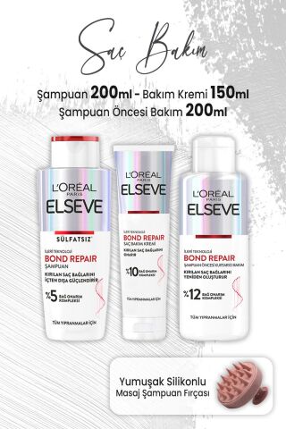 Elseve Bond Repair Saç Bakım Seti ve Masaj Şampuan Fırçası Pembe