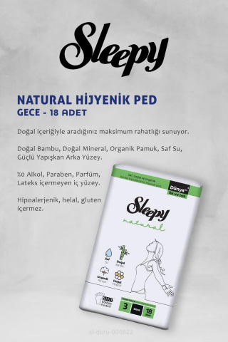 Sleepy Natural Ultra Hassas Hijyenik Ped Gece 7 AL 6 ÖDE 18 Adet ve 32 li Günlük Ped