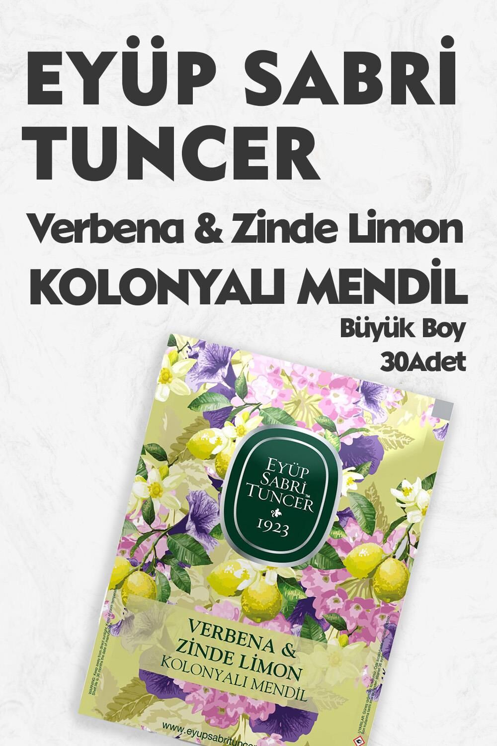 Eyüp Sabri Tuncer Büyük Boy Kolonyalı Mendil Verbana ve Zinde Limon 30 Adet