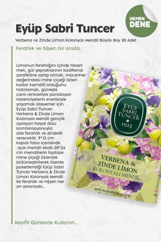 Eyüp Sabri Tuncer Büyük Boy Kolonyalı Mendil Verbana ve Zinde Limon 30 Adet