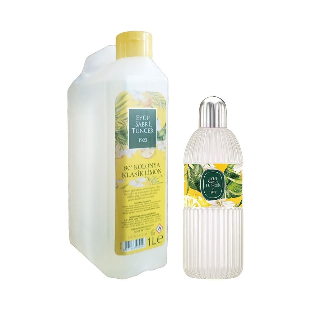 Eyüp Sabri Tuncer Klasik Limon Kolonyası 1 lt (Bidon Tipi) ve 400 ml Cam Şişe