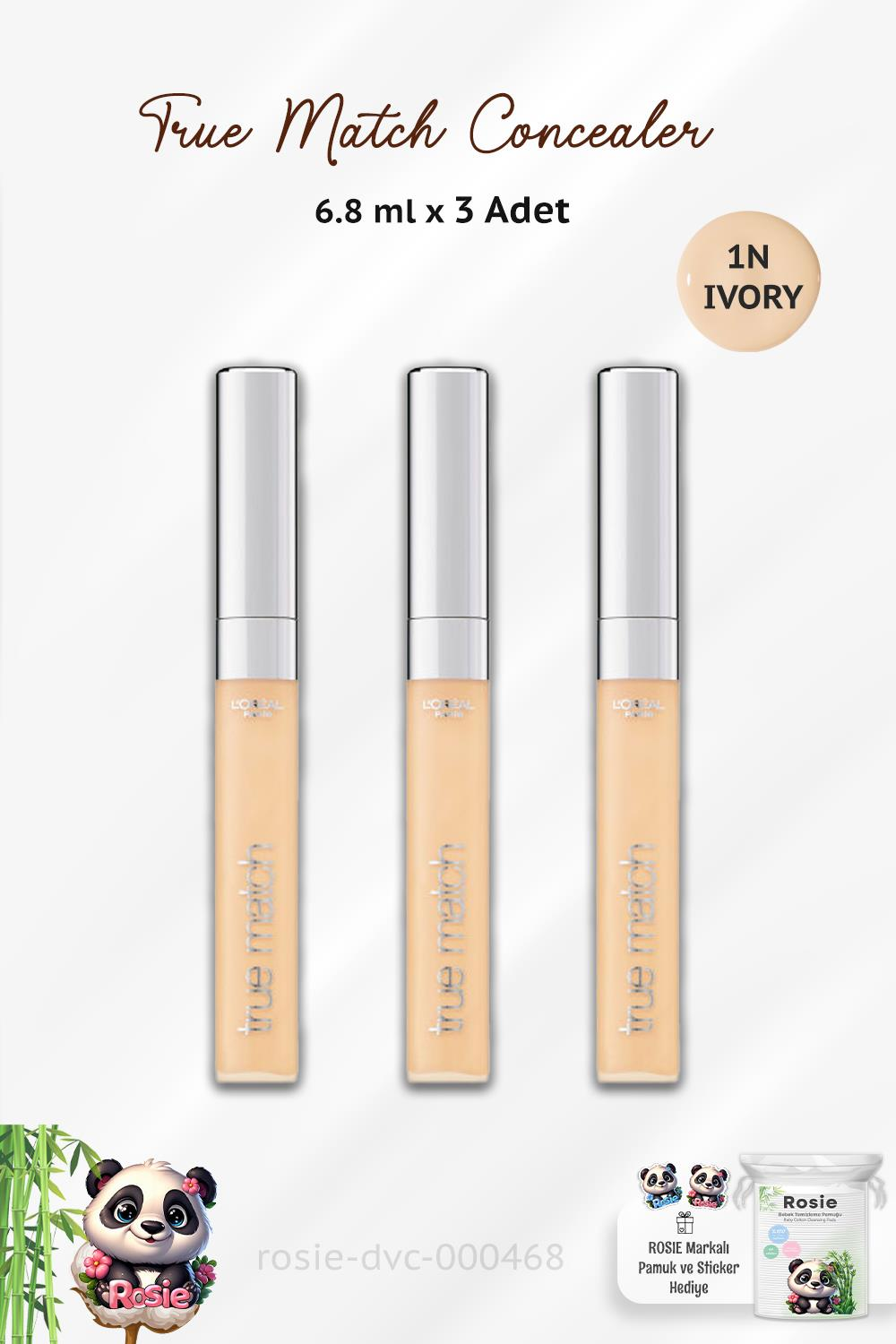 3 Adet Loreal Paris True Match Concealer 1N Ivory ve ROSIE